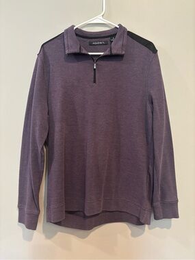 Axist Men's Purple Quarter-Zip Sweater with Black Shoulder Accent
